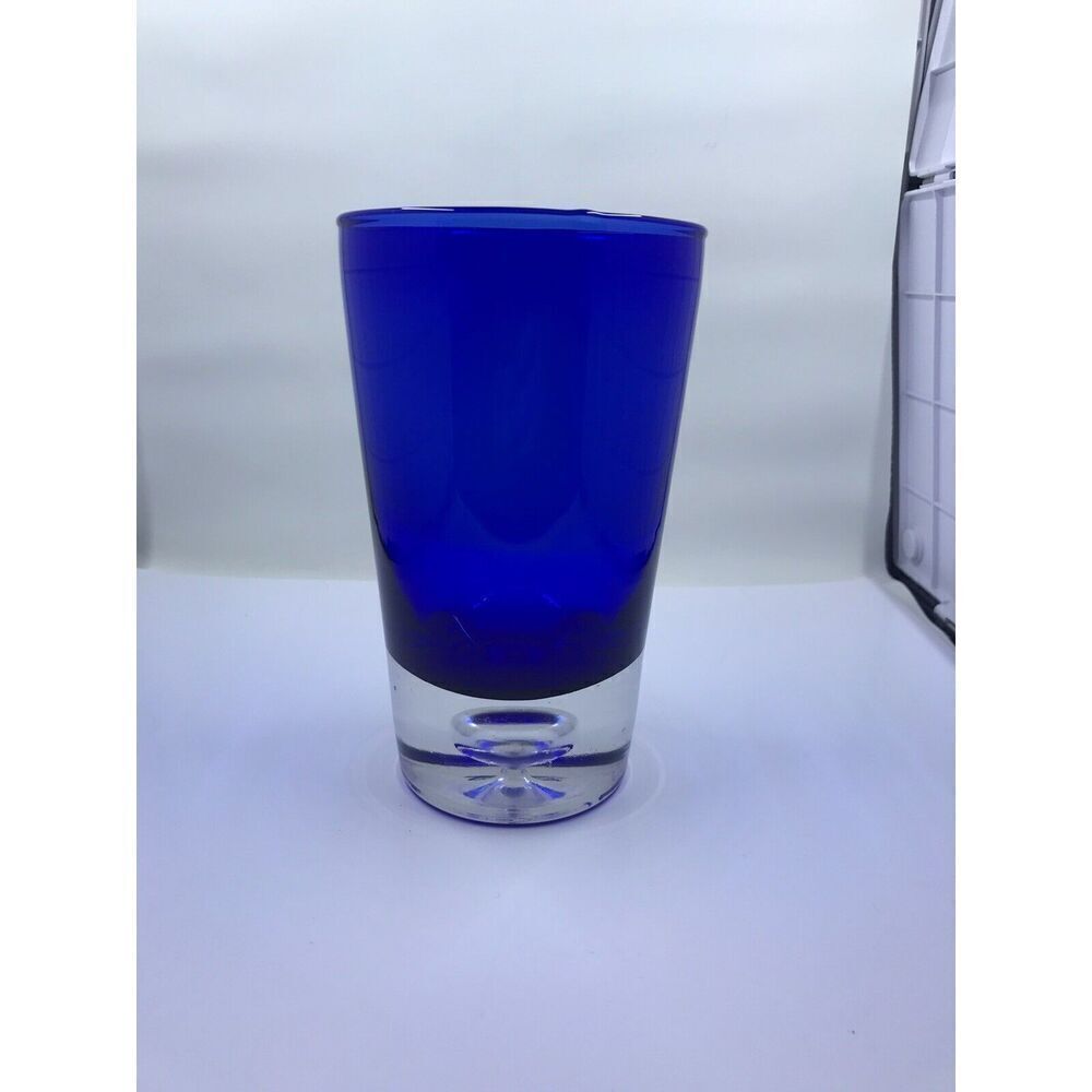 Handblown Cobalt blue glass captured bubble in base glass 1